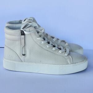UGG Olli Women's 8 Leather High Top Platform Off White Sneakers Streetwear S0053